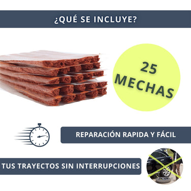 IBRIQO® Pack 25 Mechas de Recambio 6x100mm para Kits Reparación Pinchazos